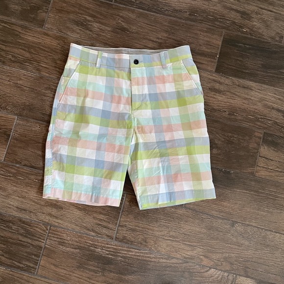 NIKE Dri-Fit UV Golf Shorts Mens 32‎ Pink Blue Green Plaid Spring Easter NWOT - Picture 1 of 10